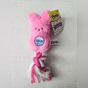 Pink Peeps 7 Inch‎ Rope Dog Toy- Pink/ Squeaks